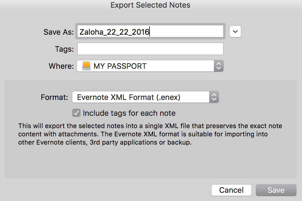 Evernote Export
