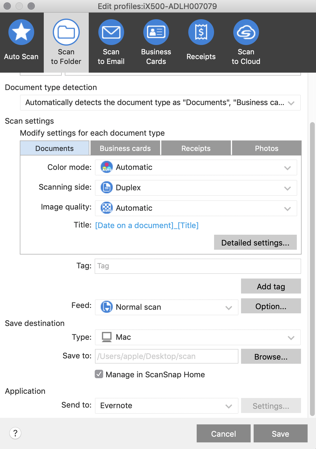 scansnap evernote mac